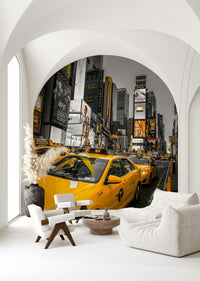 Magnificent New York City moment: cabs in rush on busy city avenues.