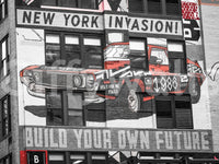 Oversized vehicle artwork NYC Car Mural striking urban wall poster.