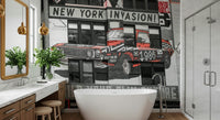 Authentic NYC Car Mural downtown vibe vehicle mural wallpaper for walls.