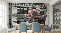Powerful automotive image NYC Car Mural large format wall treatment.