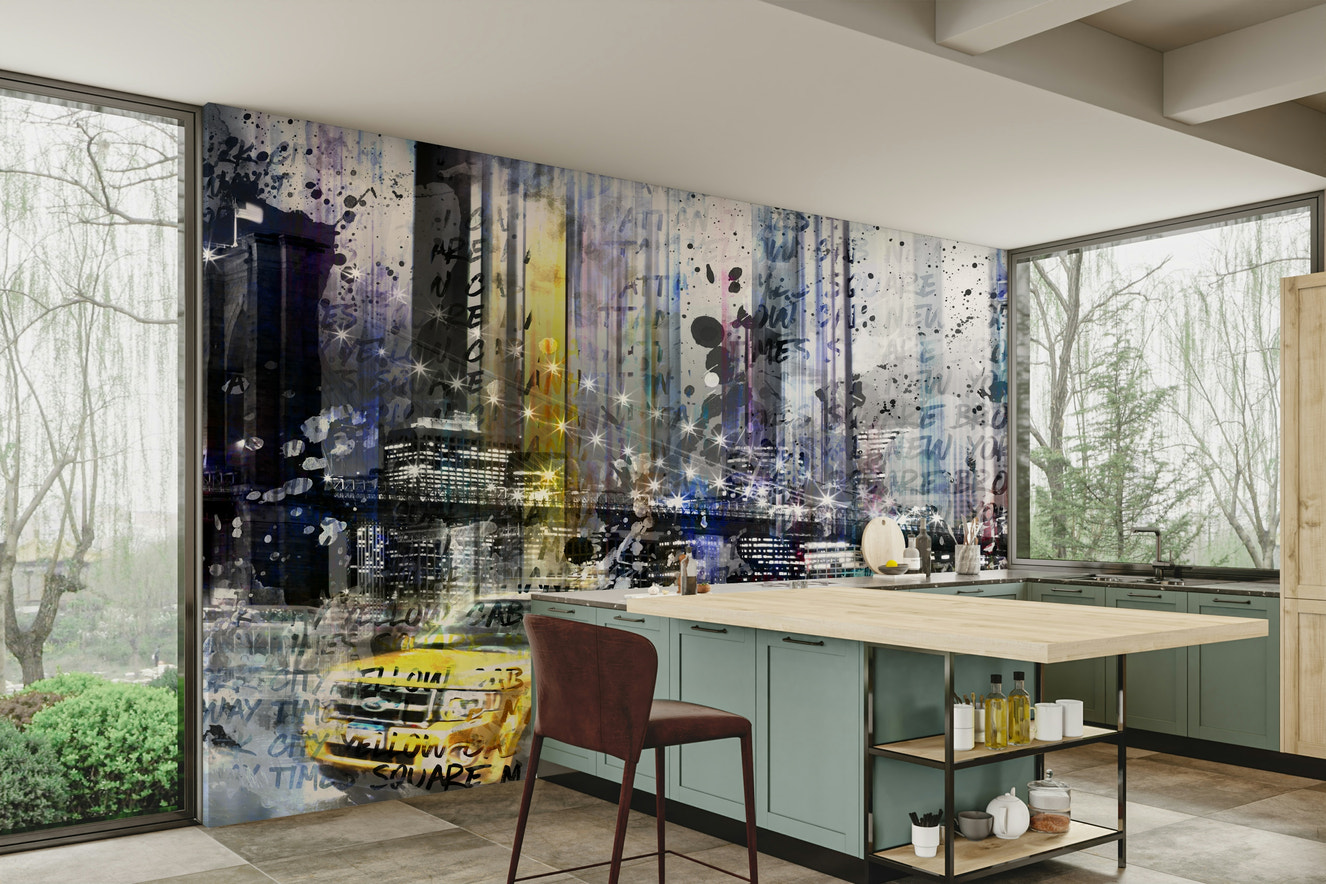 Modern art New York collage wall mural

