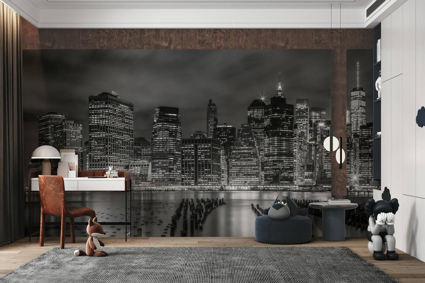 New York City Monochrome Night Impressions Wall Mural