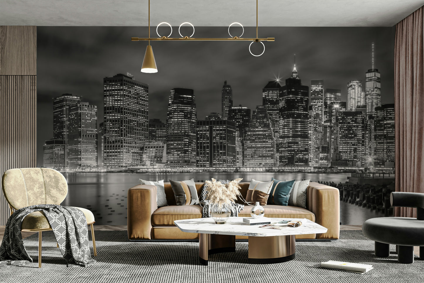 New York City Monochrome Night Impressions Wall Mural