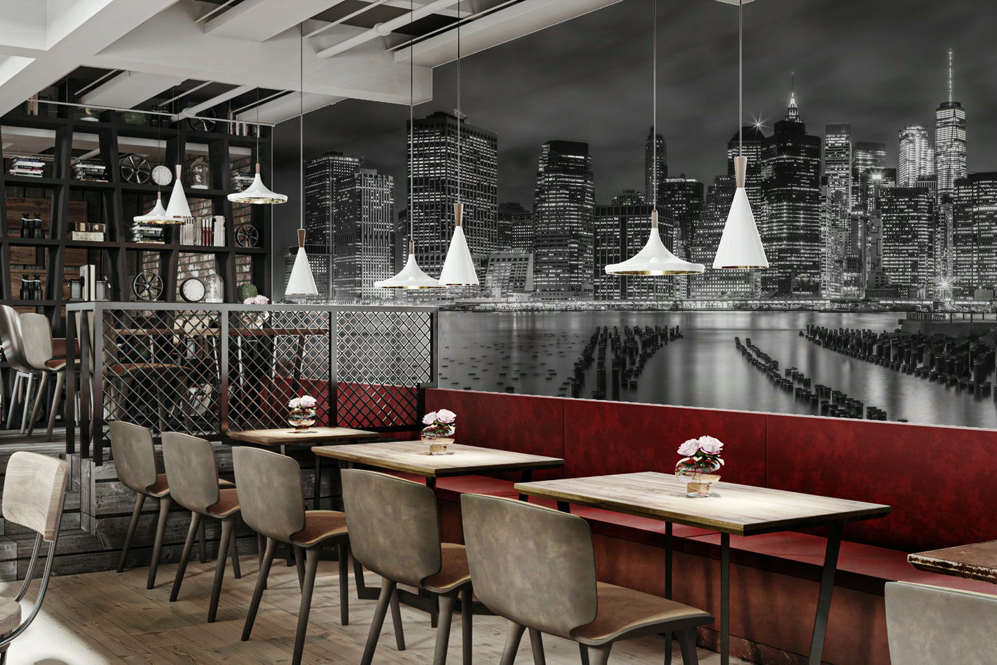 New York City Monochrome Night Impressions Wall Mural