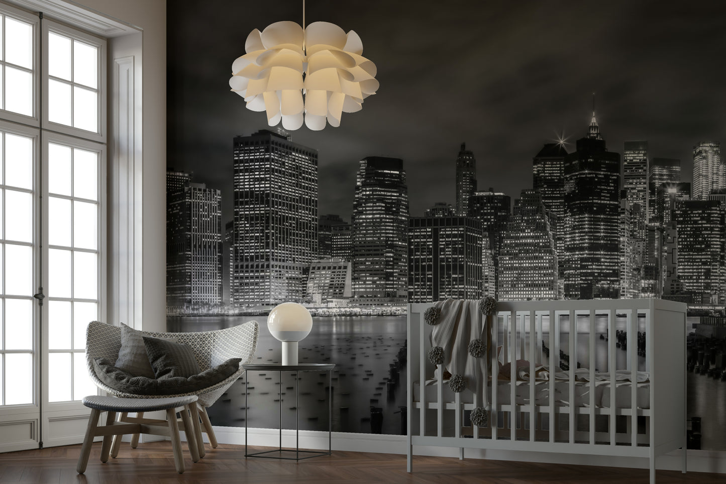 New York City Monochrome Night Impressions Wall Mural
