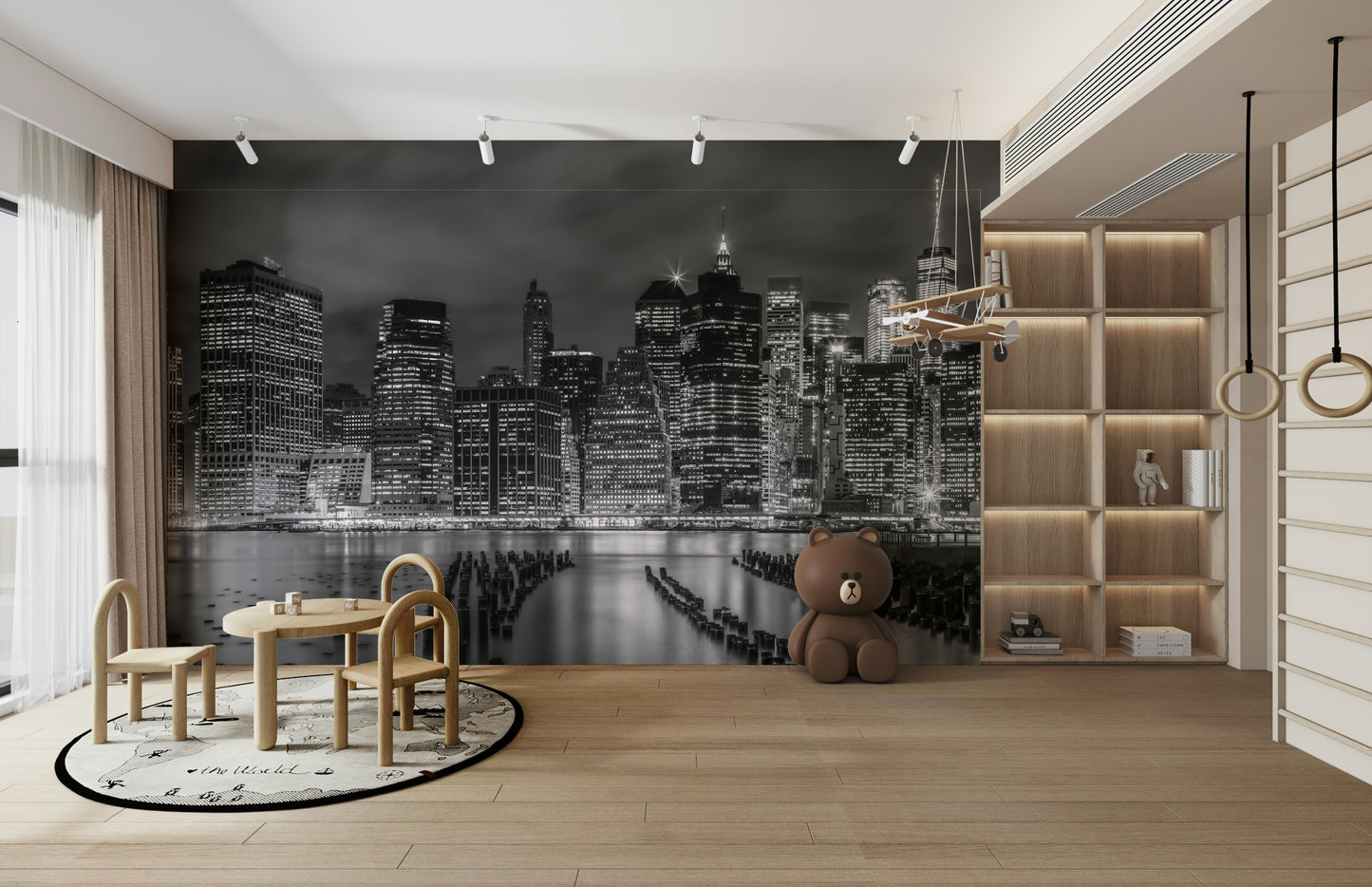 New York City Monochrome Night Impressions Wall Mural