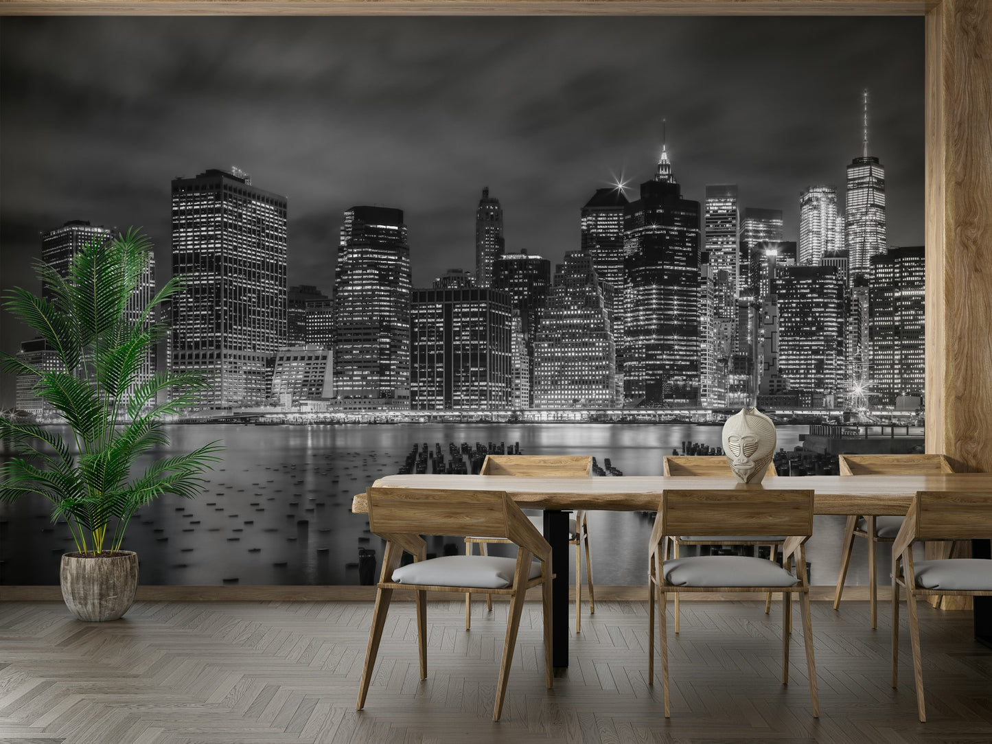 New York City Monochrome Night Impressions Wall Mural