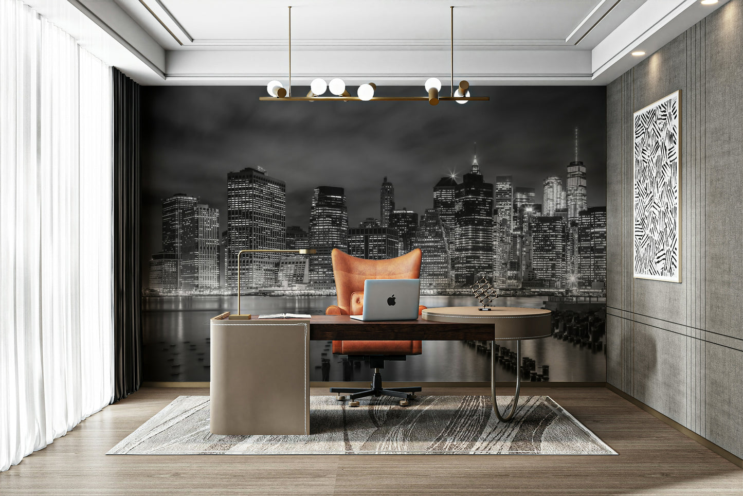 New York City Monochrome Night Impressions Wall Mural