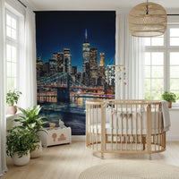 Twinkling city evening NYC Night Lights peel and stick wallpaper.