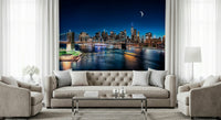 NYC by Night peel and stick wallpaper downtown lights.