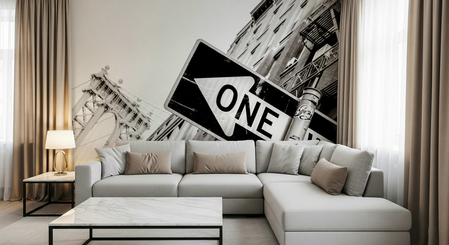 NYC Streetscape Wall Mural – Detailed mural showcasing streets, buildings, and urban charm of New York City.