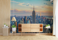 Iconic skyscraper view on Manhattan Dawn Hues wallpaper mural.