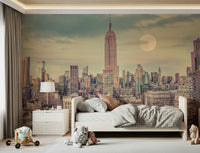 Manhattan Skyline wall art depicting famous New York skyscraper towers.