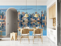 Lower Manhattan skyline wallpaper mural large size home decor accent wall.