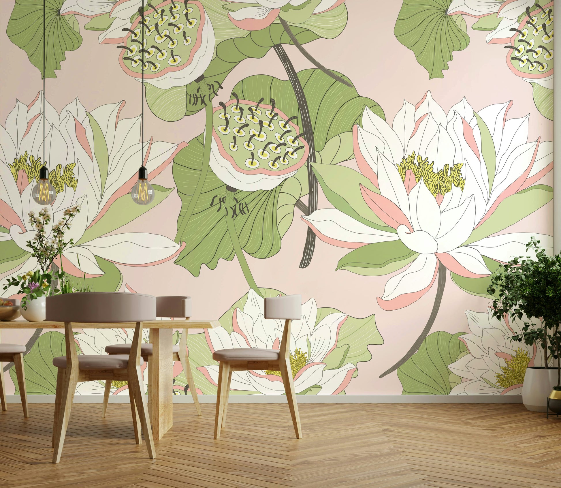 Water lily mural wallpaper

