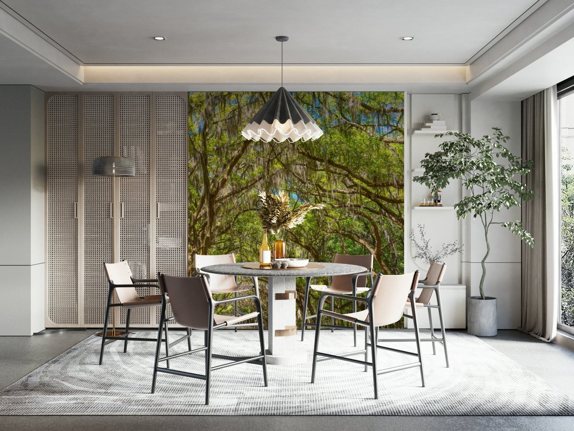 Peaceful wooded path wallpaper
