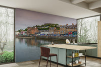 tranquil harbor view mural

