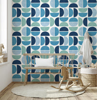 Vibrant Ocean Echoes wallpaper, coastal influence, artistic pattern.