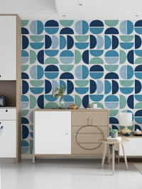 Nautical charm wall mural, Ocean Echoes, interlocking halves design.