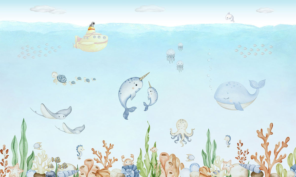 Carta da parati ad acquerello Explorer Ocean