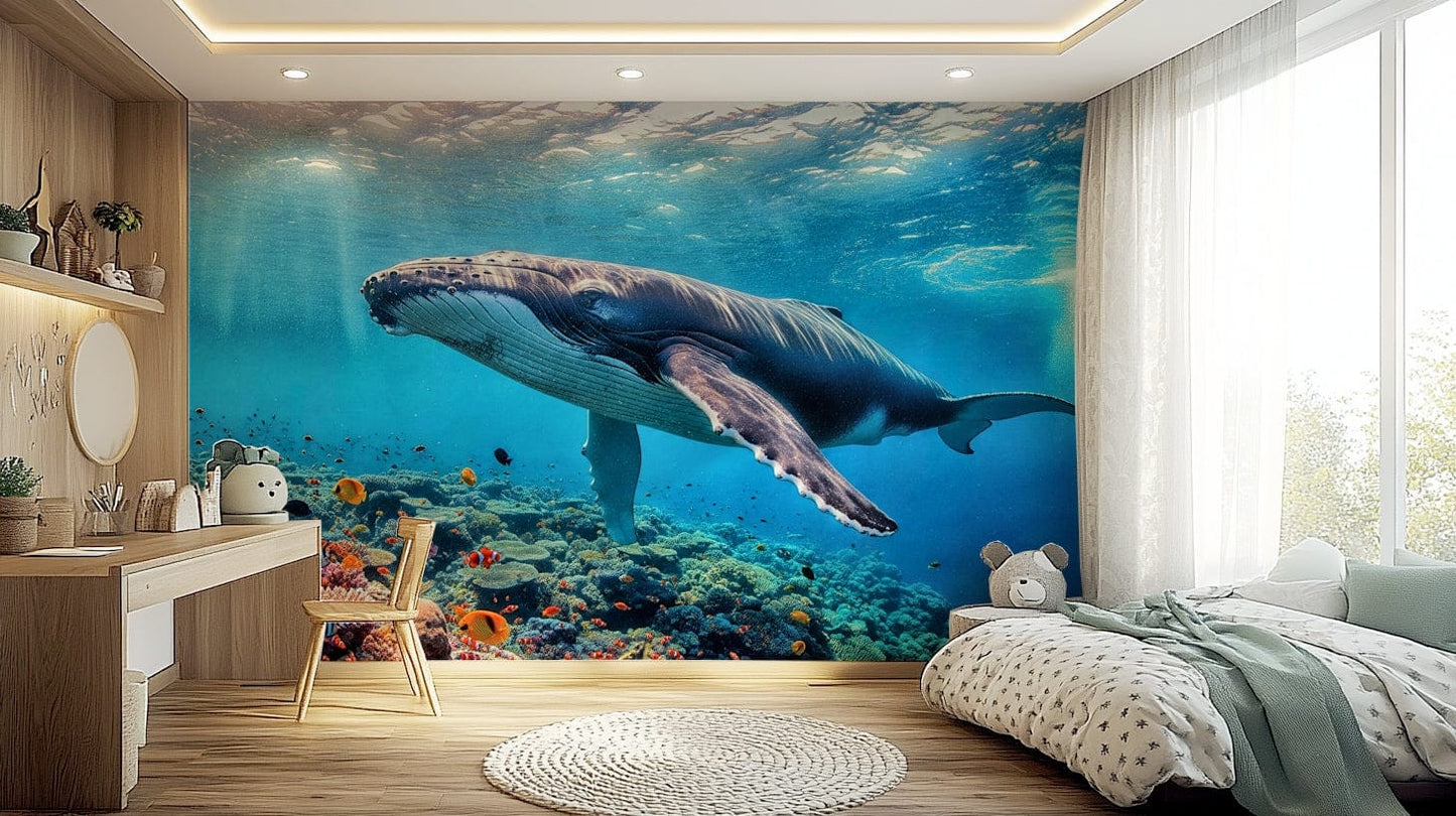 Oceanic landscape mural for a professional home office wall decor.