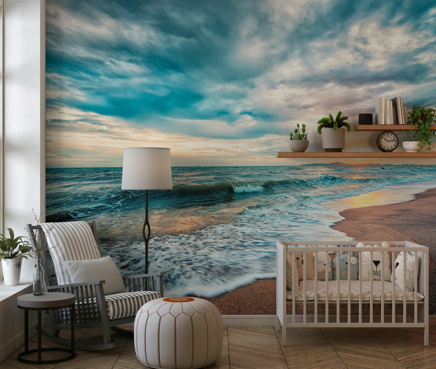 海の色合いの壁画