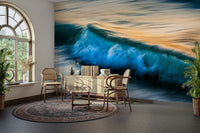 A beautiful abstract ocean wall mural for a living room.

