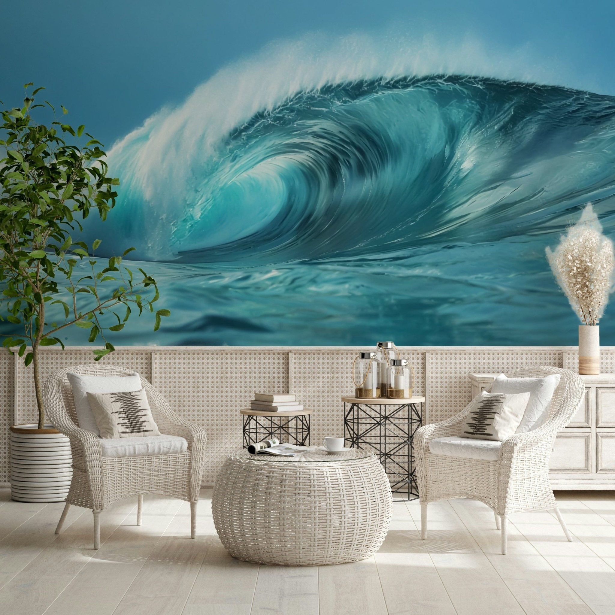 Ocean Wave Serenity Wall Mural | Blue Sea Wall Decor