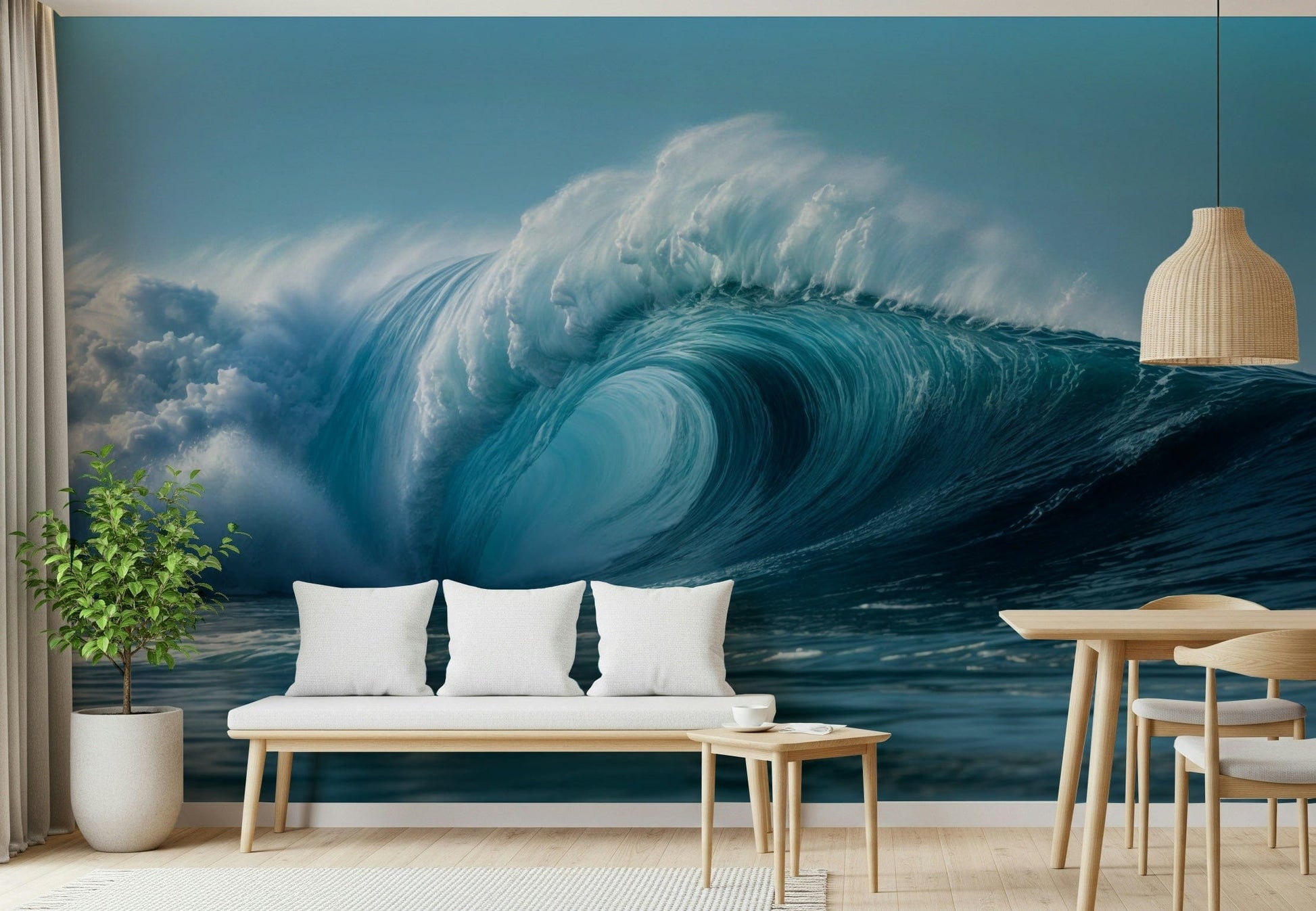 Foamy ocean spray Crashing Tide wallpaper for accent walls.