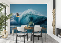 Vibrant Crashing Tide wall mural showcases cresting sea waves.