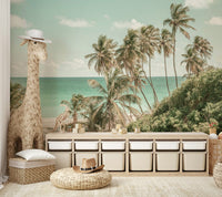 Oceanfront Serenity coastal mural wallpaper