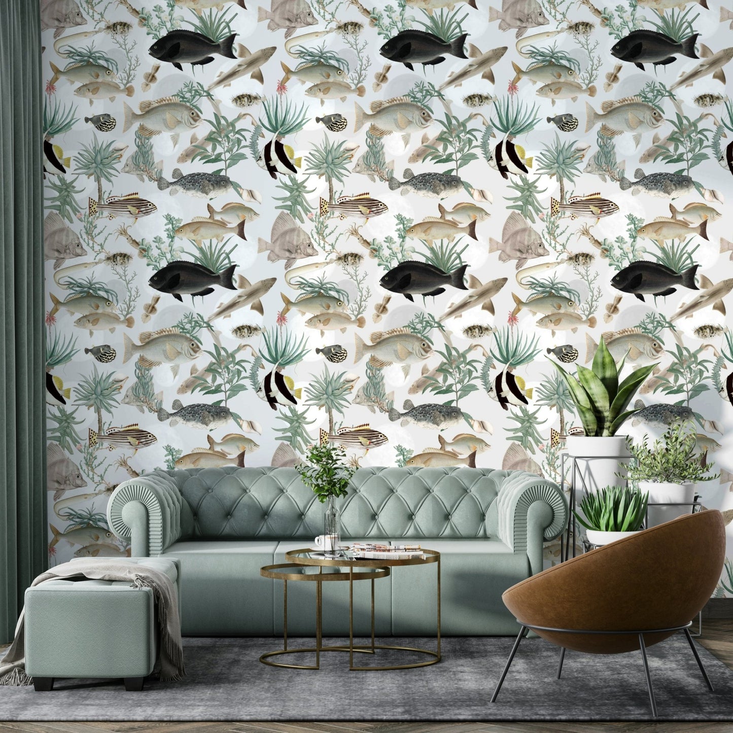 Modern coastal wallpaper with textured surface

