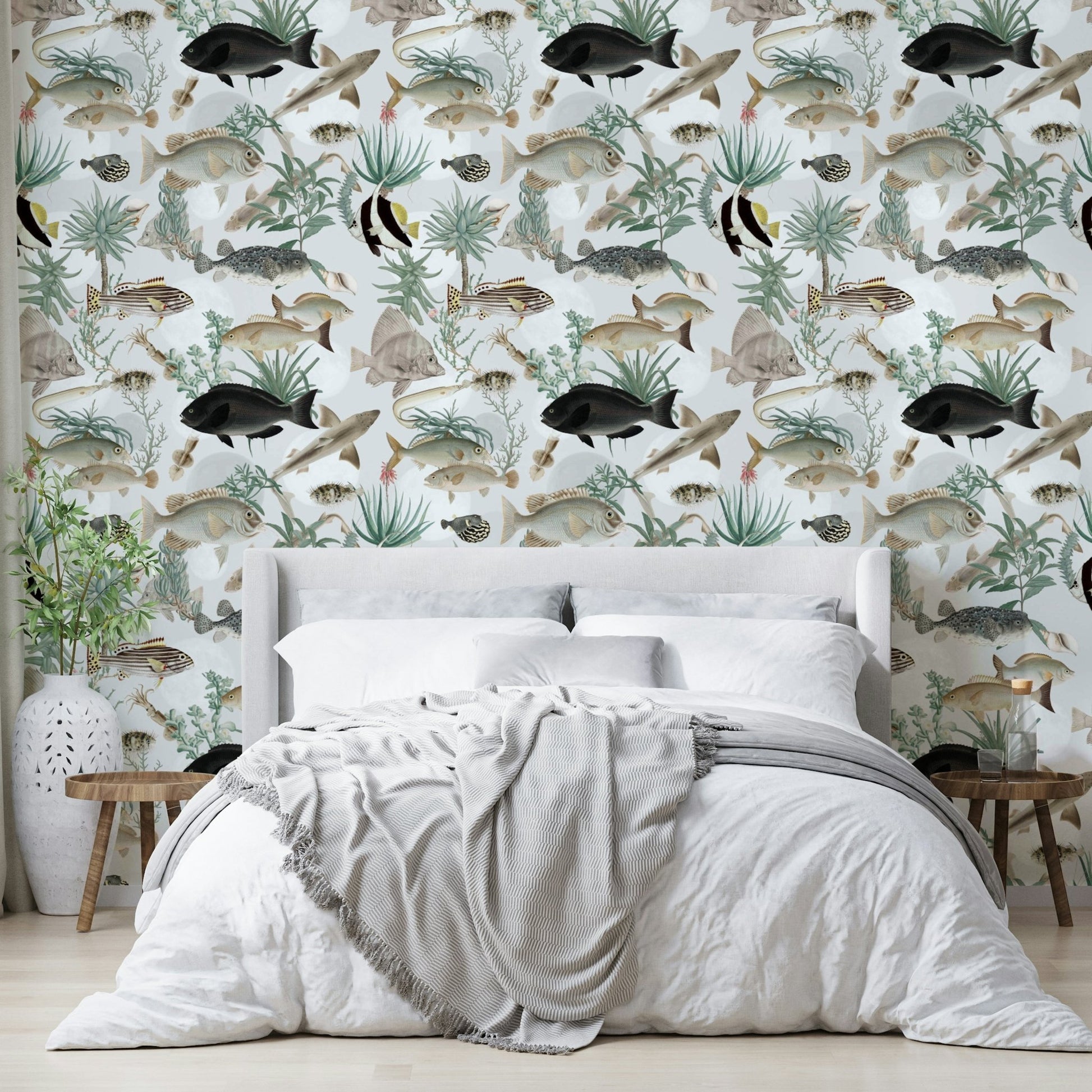 Light blue and sand-toned Oceania wall finish

