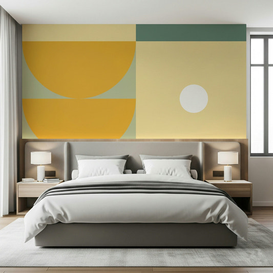 Fresque murale ocre et olive