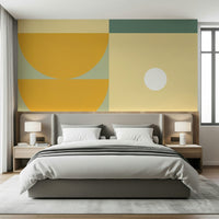 Fresque murale ocre et olive