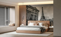 Old building next to Eiffel tower Wall Mural