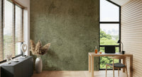 Distressed Olive Leather Wallpaper – Subtle worn leather effect in olive hues adding depth and character to walls.