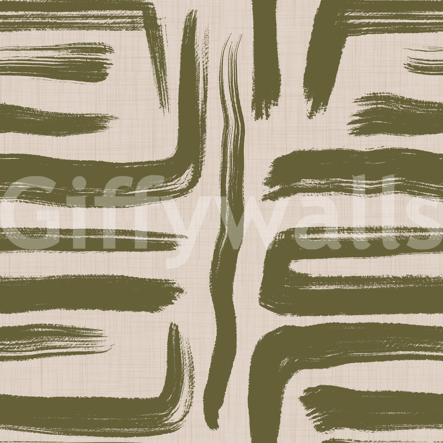 Olive Brushstrokes - Abstract Mid Century Modern  Wallpaper⁠
