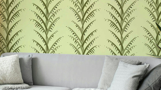simple olive green palm leaves wallpaper

