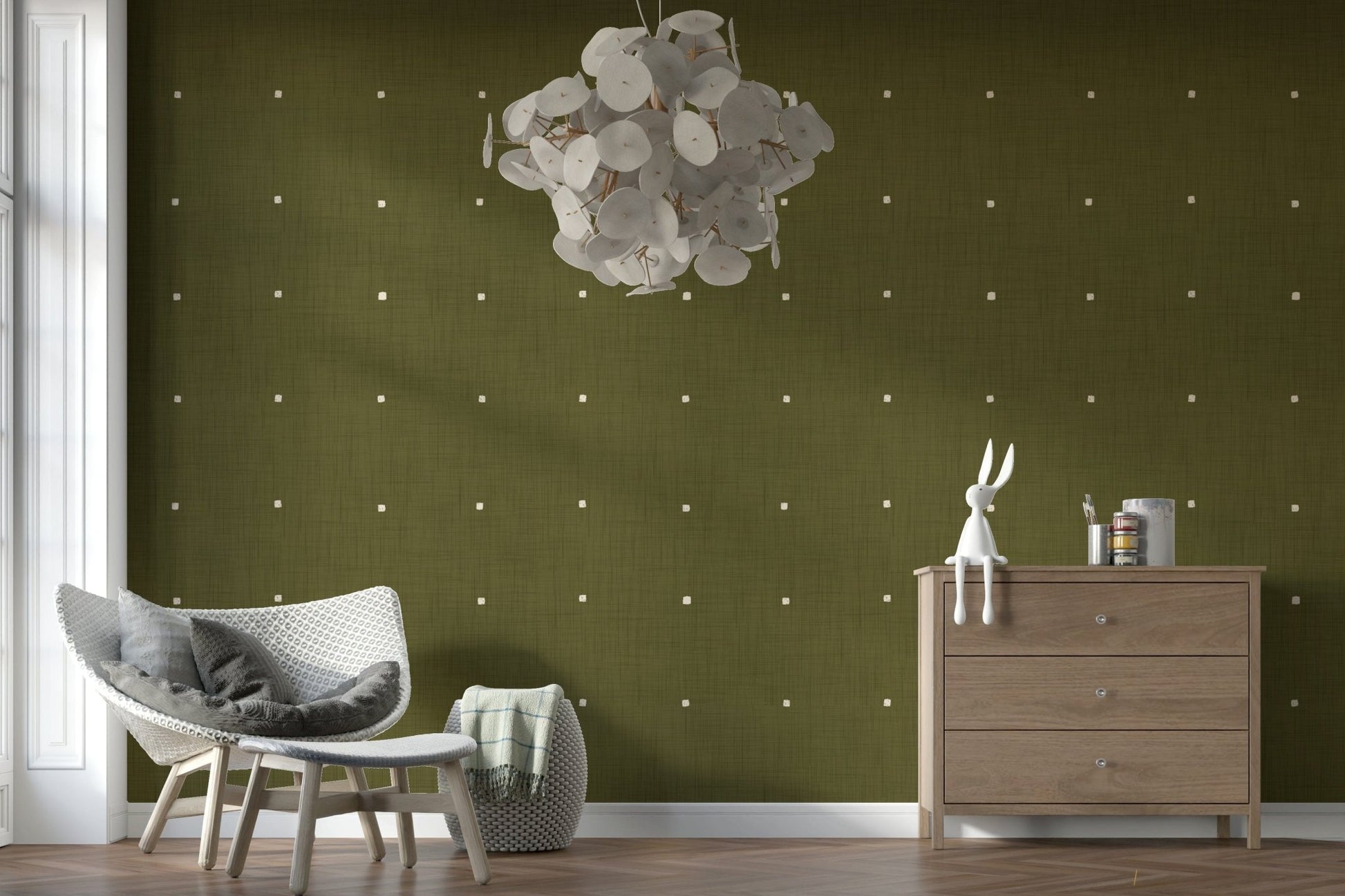 Earthy Olive Grove Texture mural, hand-woven aesthetic