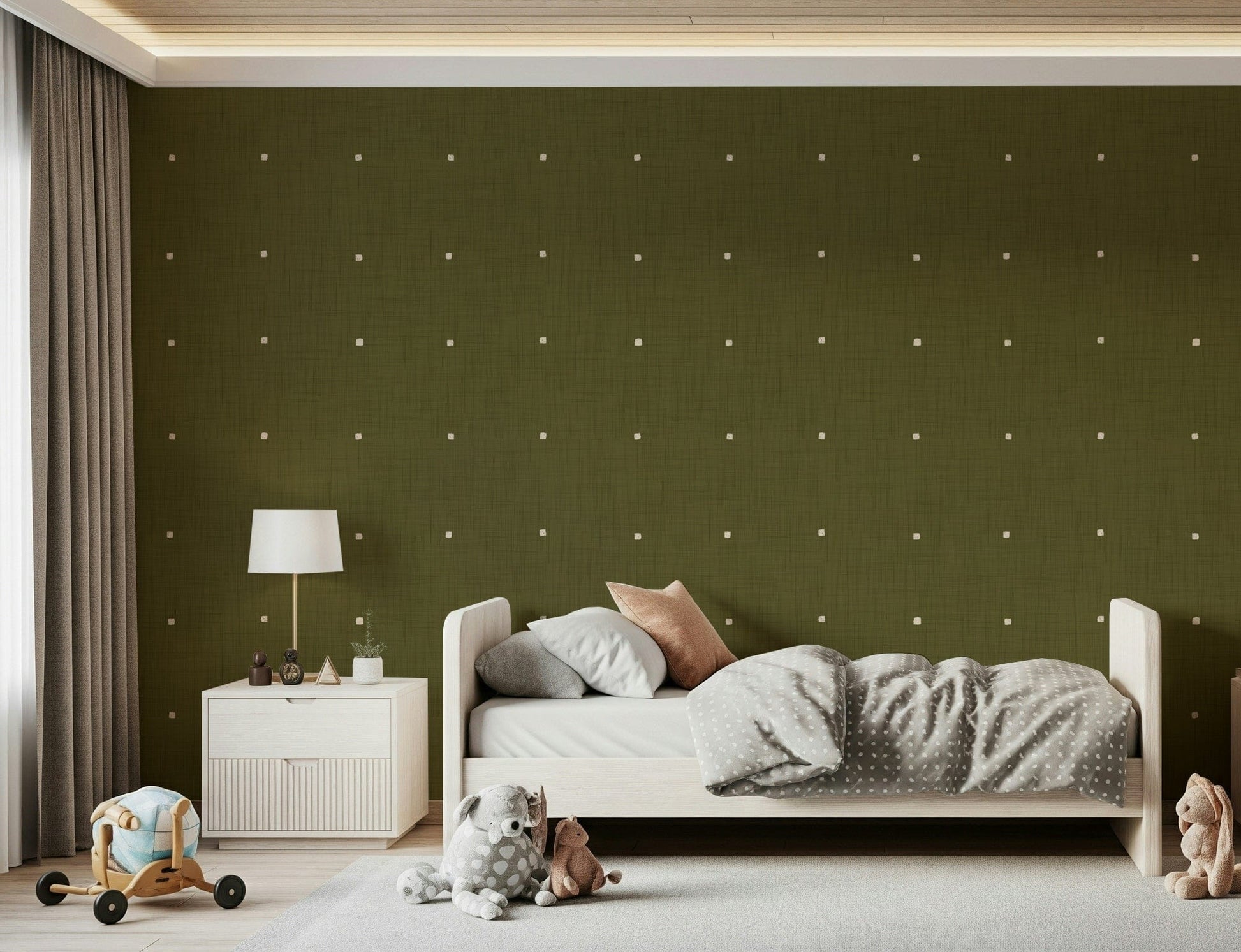Rustic olive wallpaper for walls, unique texture finish
