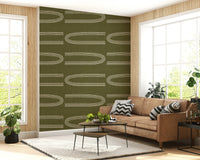 A beautiful retro geometric wall mural for a living room.

