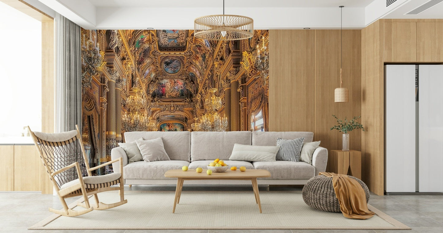 Ornate ceiling art Opulent Grandeur luxury wallpaper mural.