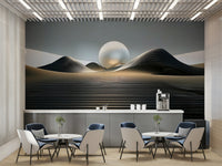 Calm gradient dune layers in minimalist wallpaper mural

