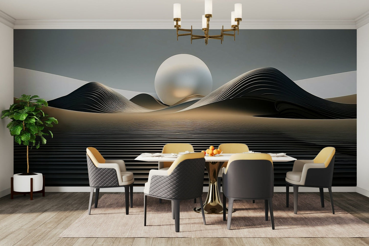Manga‑inspired dune wave wallpaper for walls

