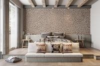 Neutral brown mosaic wallpaper mural for modern interiors.
