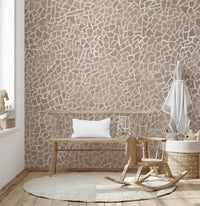 Toffee brown mosaic wallpaper mural with geometric patterns.
