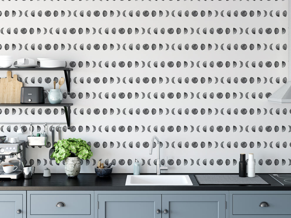Order Lunar Repeat Pattern Living Room Wallpaper - Giffywalls