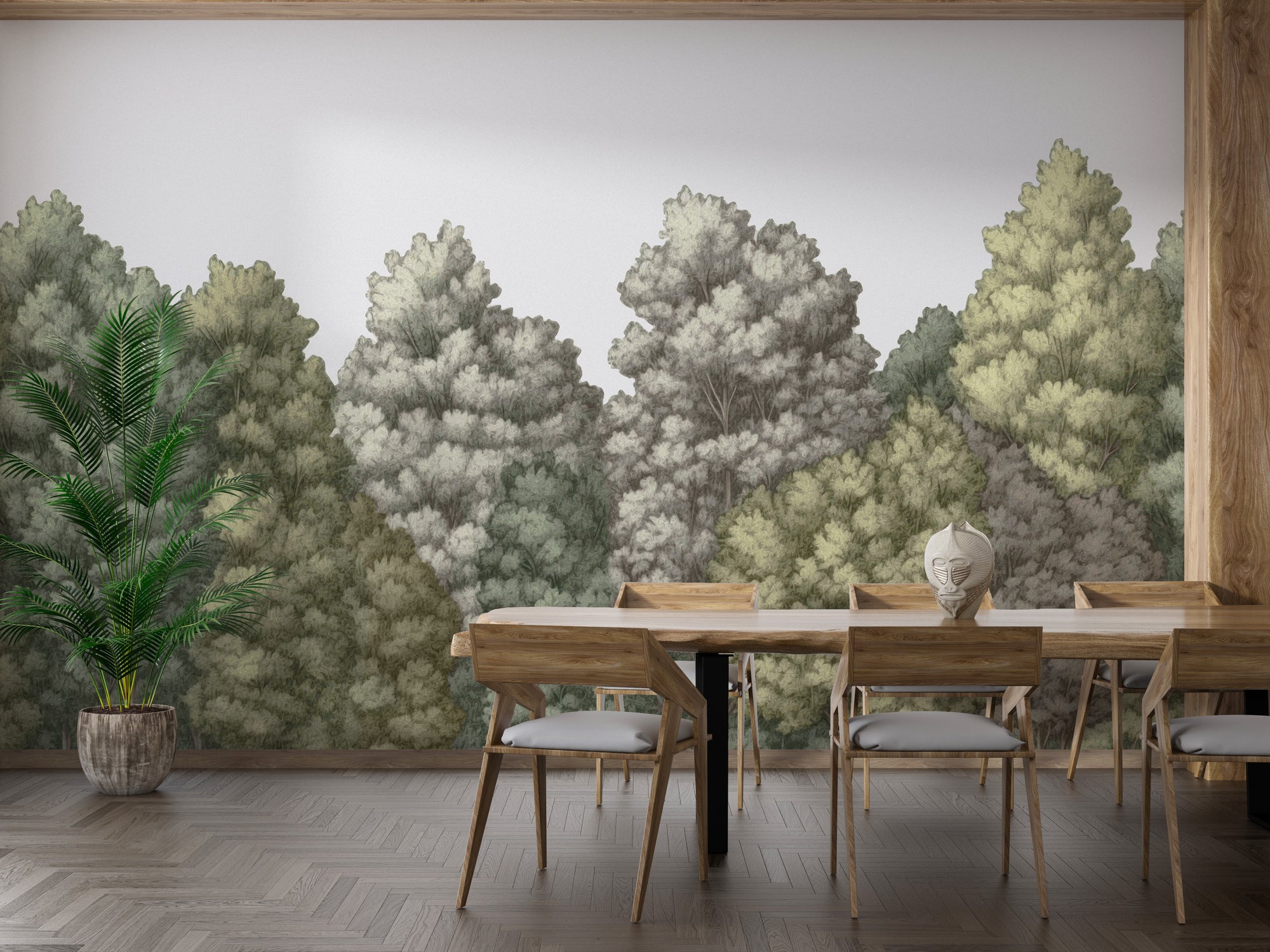 Bring nature to the dining room with Painted Forest Mural