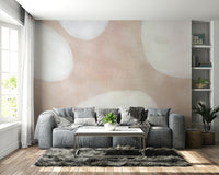 Abstract art wall covering with soft forms

